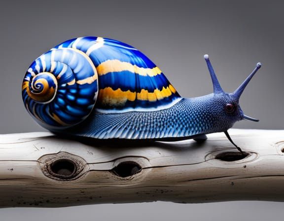 Blue Snail on a Log