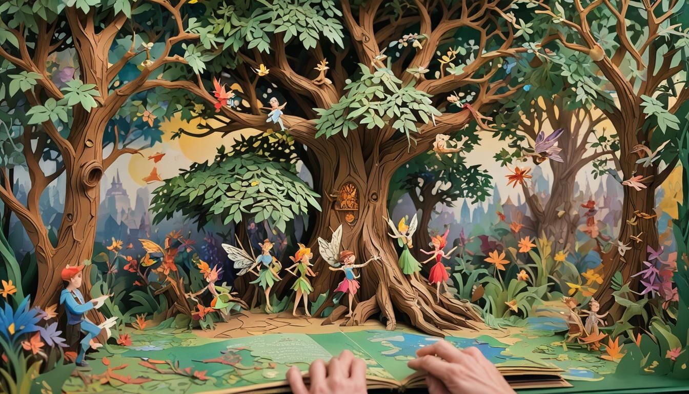 Popup Book Scene from Peter Pan, spilling out of book