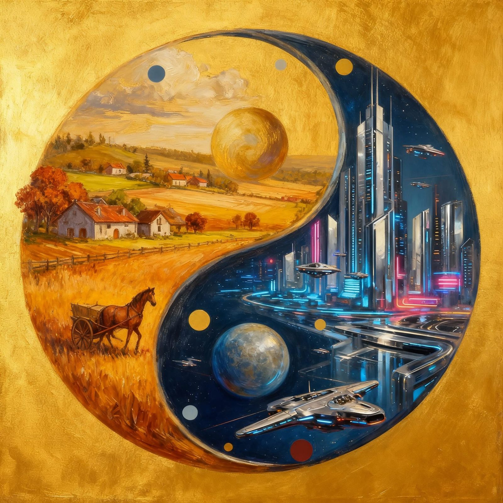 Yin Yang Oil Painting: Past Meets Future