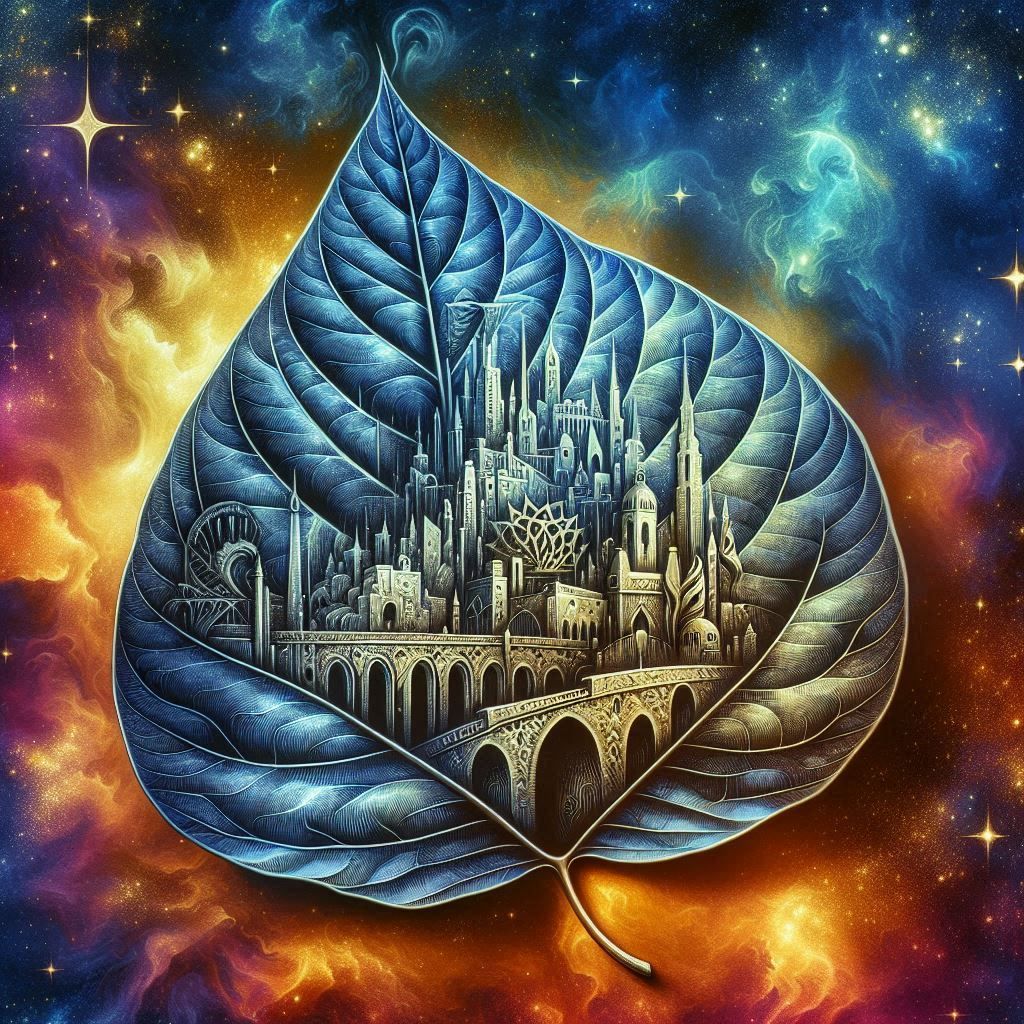 Stylized leaf of a Caladium 3d ancient city 1