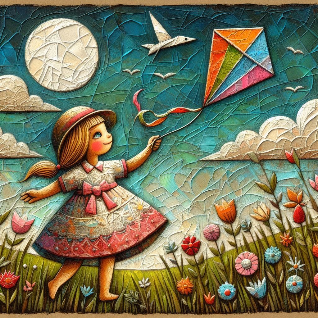 The little girl and the kite