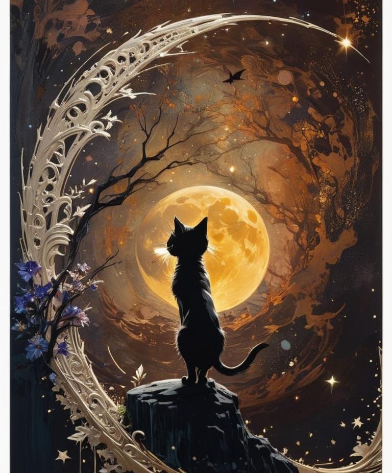 Cat Moon - AI Generated Artwork - NightCafe Creator