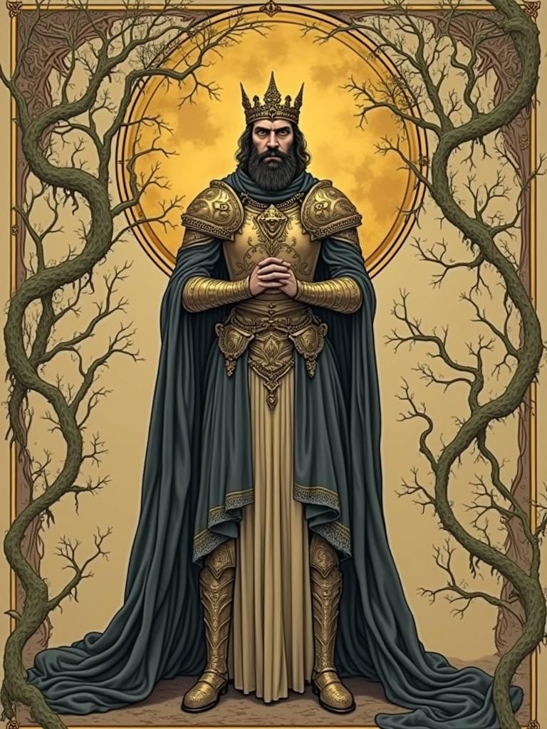 Medieval tarot card called The King