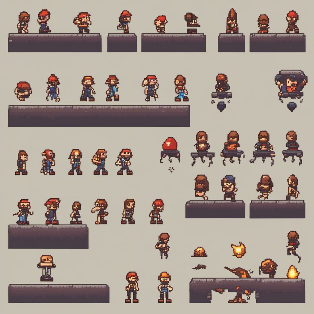 Basic 2d platformer video game character examples in pixel art style ...