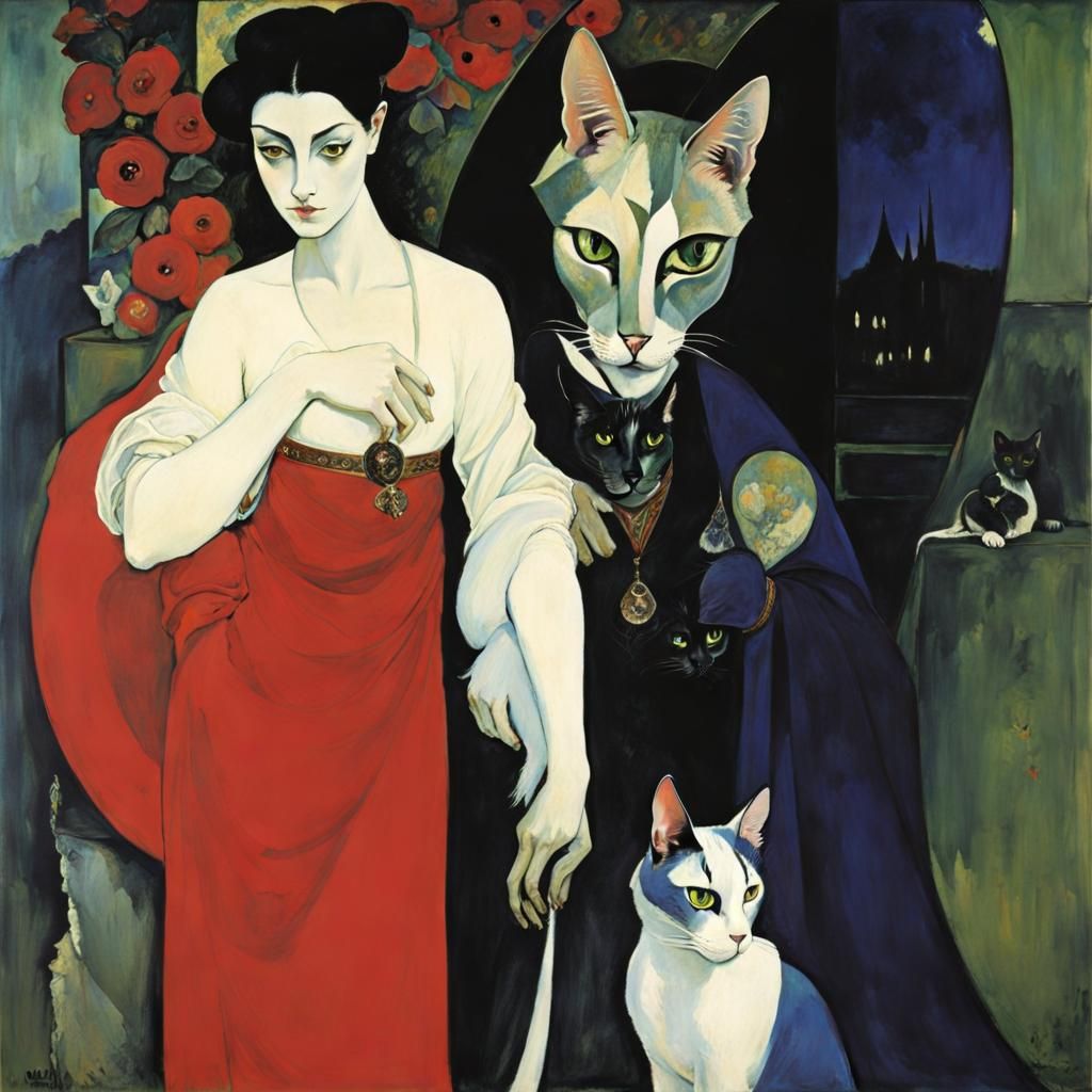 Good and smart vampire lord with two siamese cats 
By Mikhai...