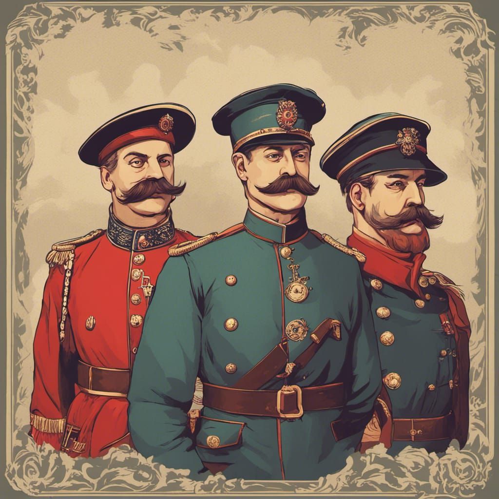 Colorful of 3 historical figures with fashionable and fancy ...