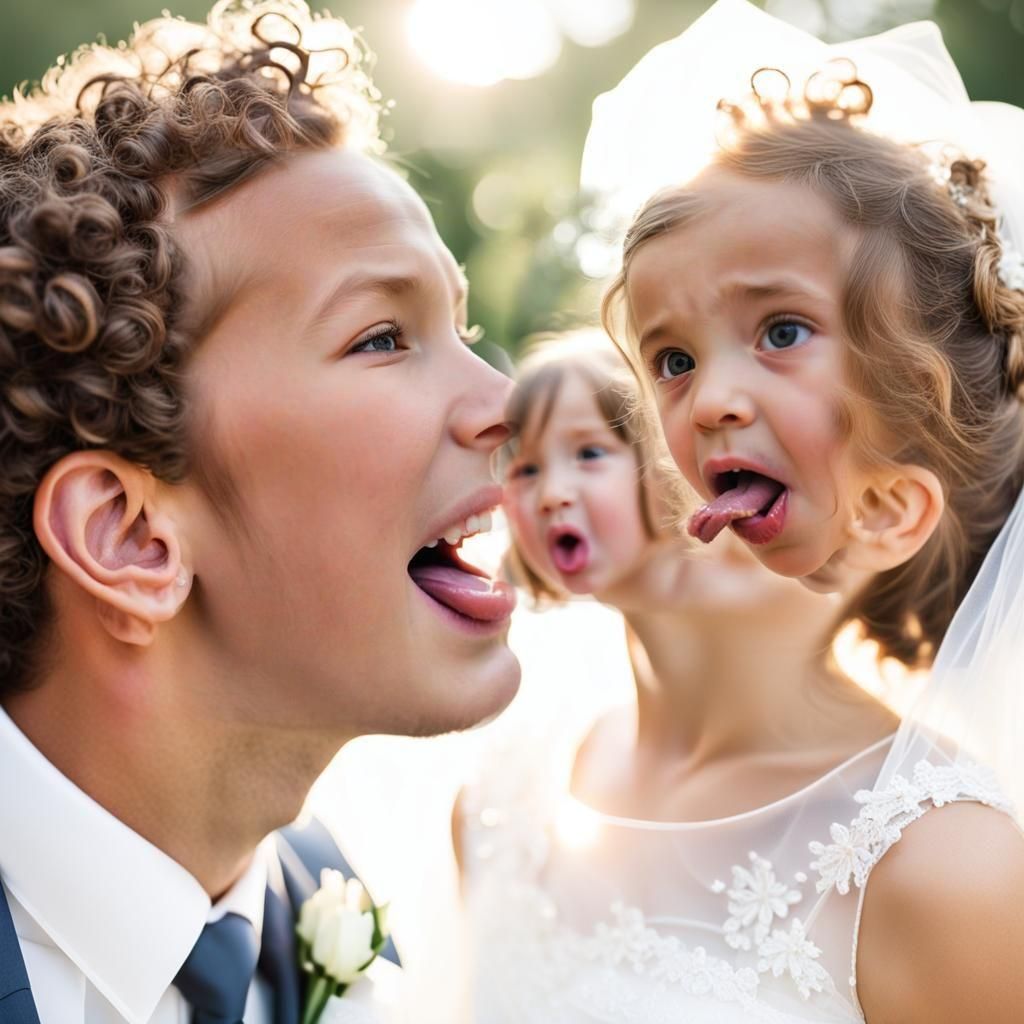 It was supposed to be A serious wedding photo, what happened i do not know.   by @Tilted25