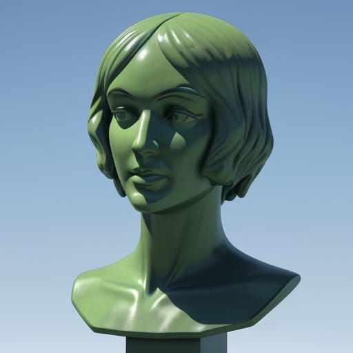 Olive Green Bust of a 1920s Flapper in 3D