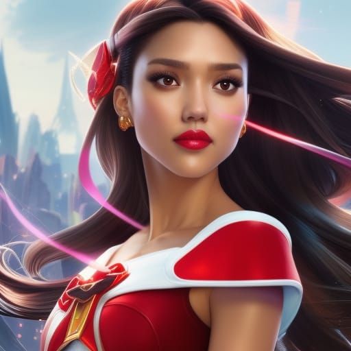 Jessica Alba as sailor mars in japanese city