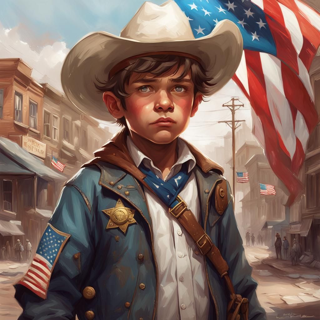 an American western city, wet dirt streets, we see a short c...