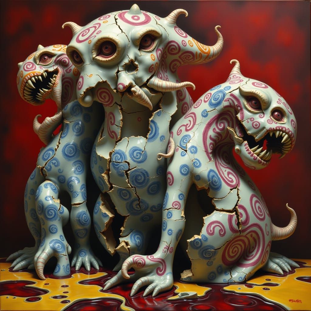 <lora:CRACKED PORCELAIN:1.0>