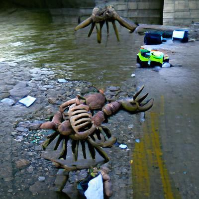 The thing we found with too many arms under a bridge...