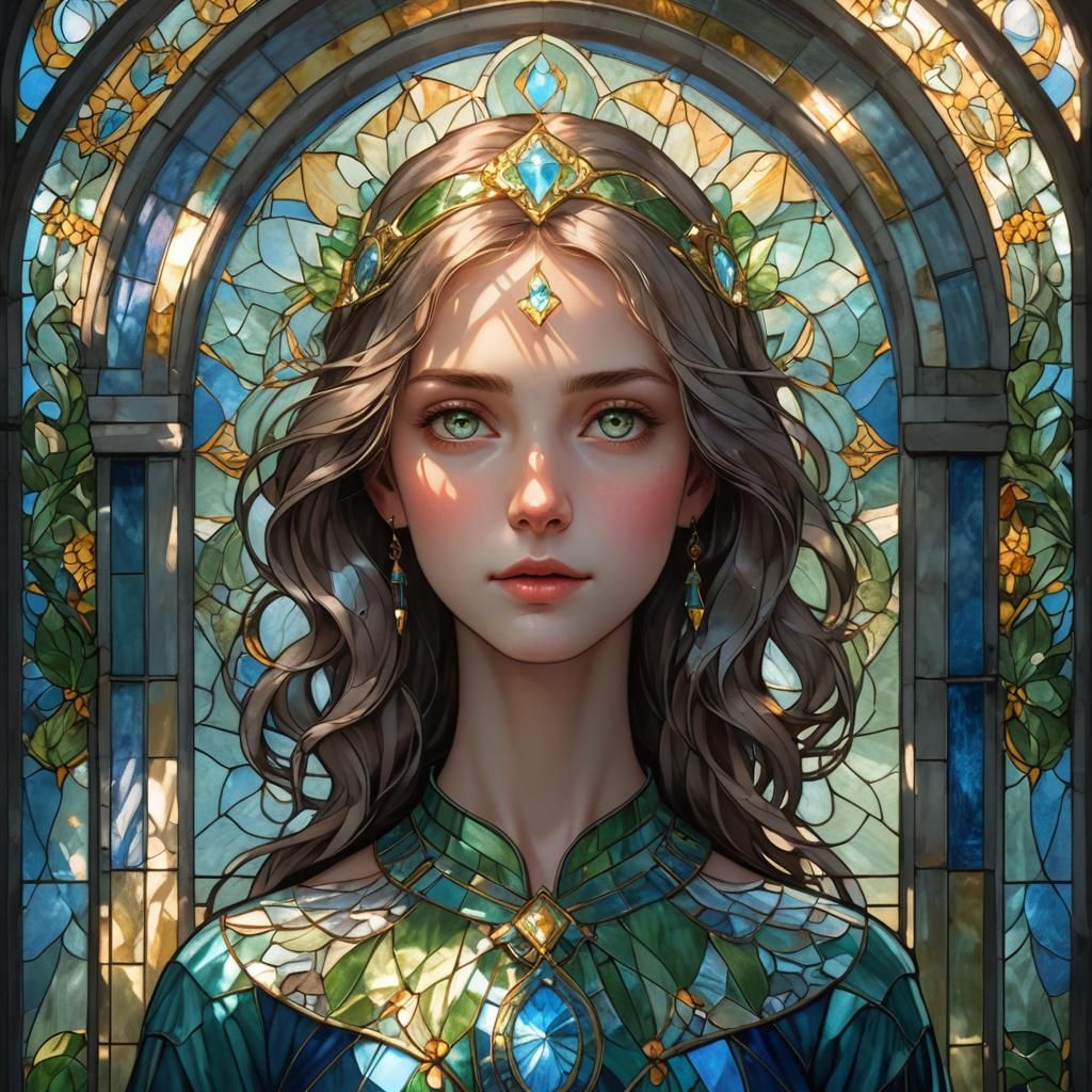 feminine , her face , come forth ,  pretty luminous intricat...