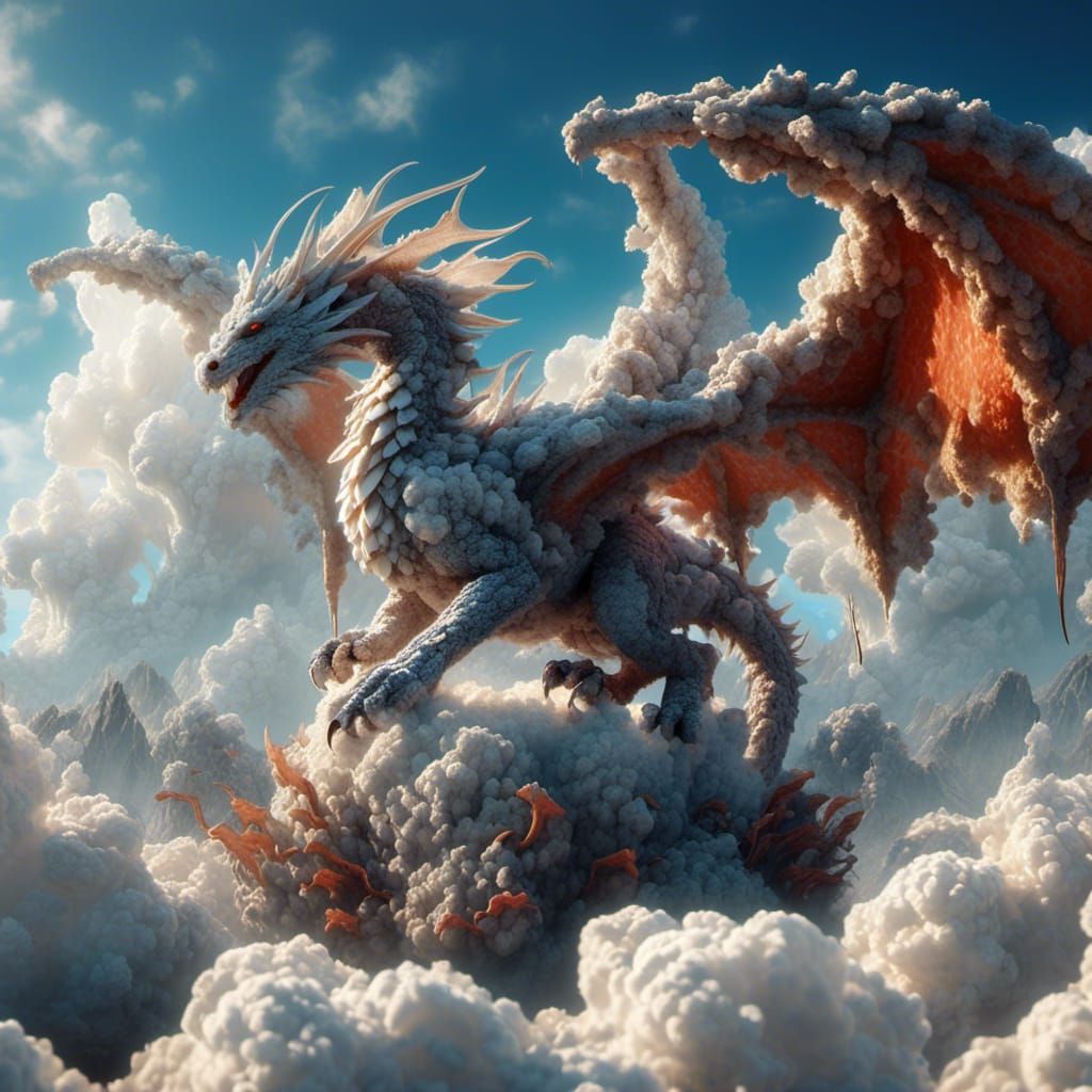 dragon made of clouds <lora:Cloud Animals:1.0> big wings