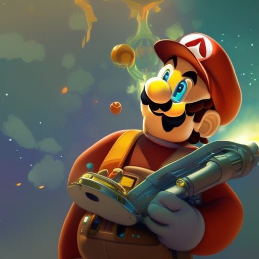 Mario smokes weed in space - AI Generated Artwork - NightCafe Creator