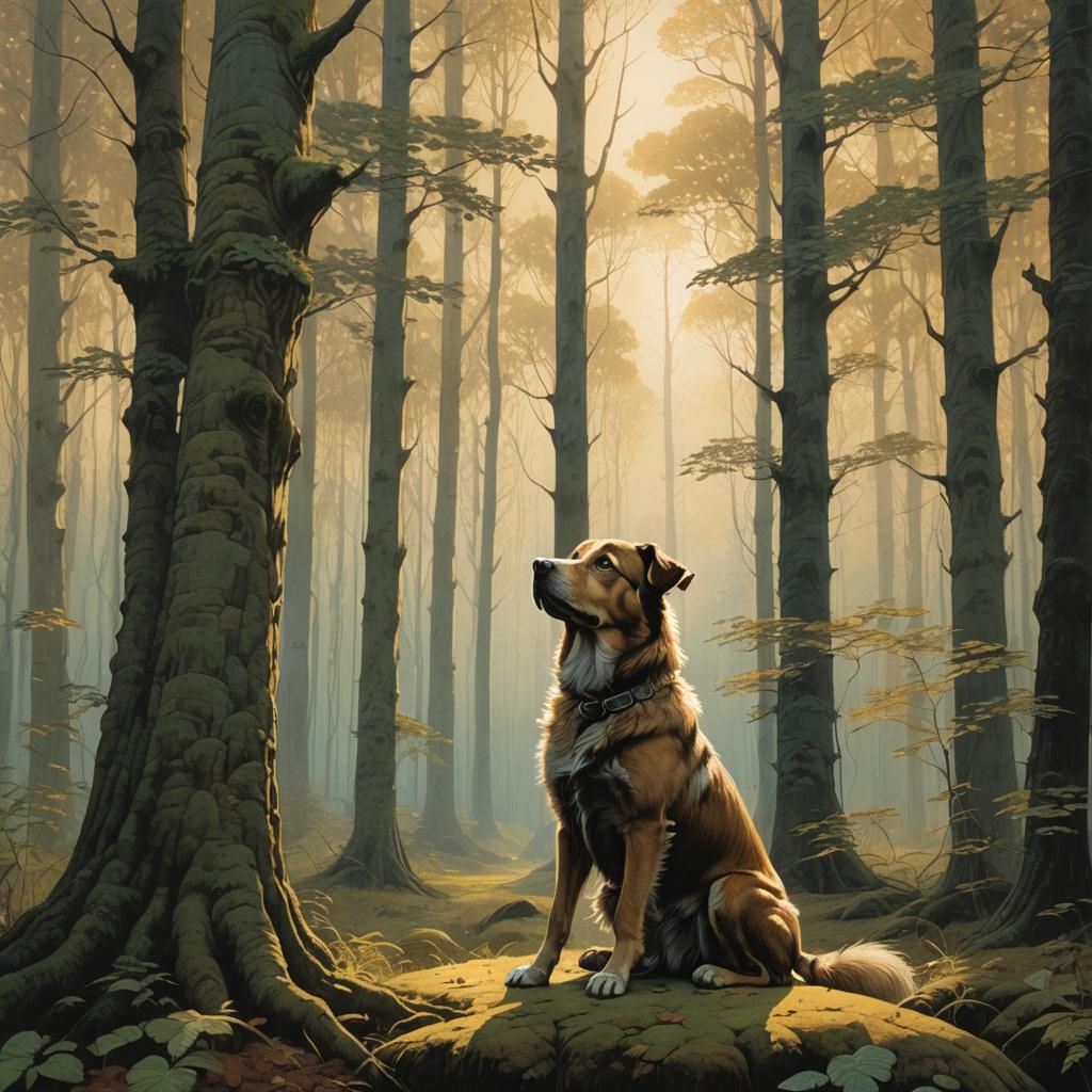 dog in the forest