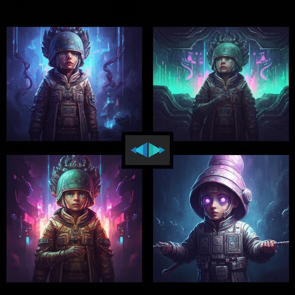 Vibrant Neon Fantasy Art with Intricate Details