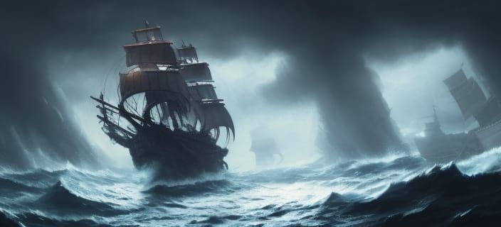 Pirate's ship in the storm  by @Insane27