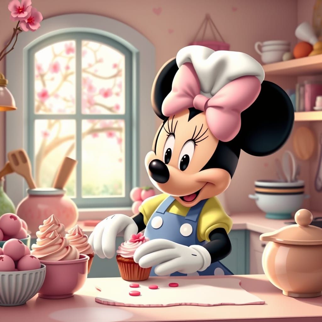 Minnie Mouse Bakes Cherry Blossom Cupcakes