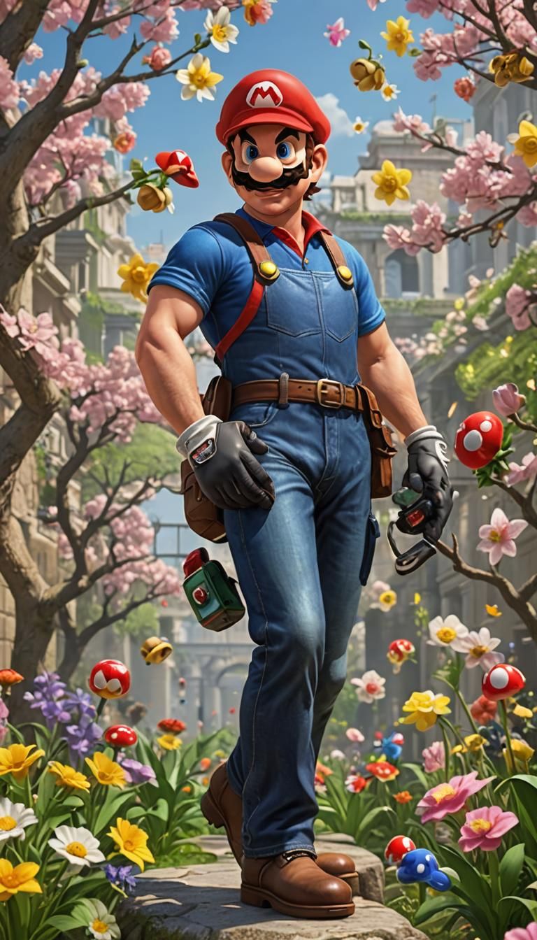 Masculine Mario in an Epic Spring Gaming World - AI Generated Artwork ...