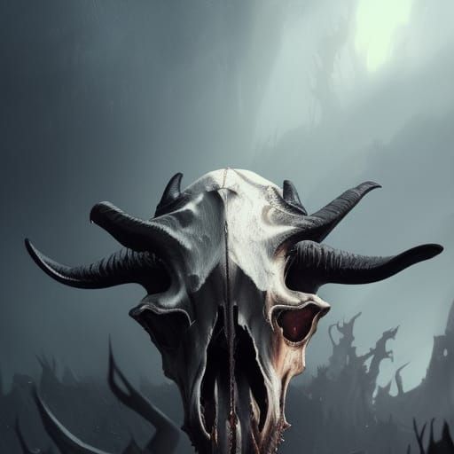 A goat skull bleeding a black ooze