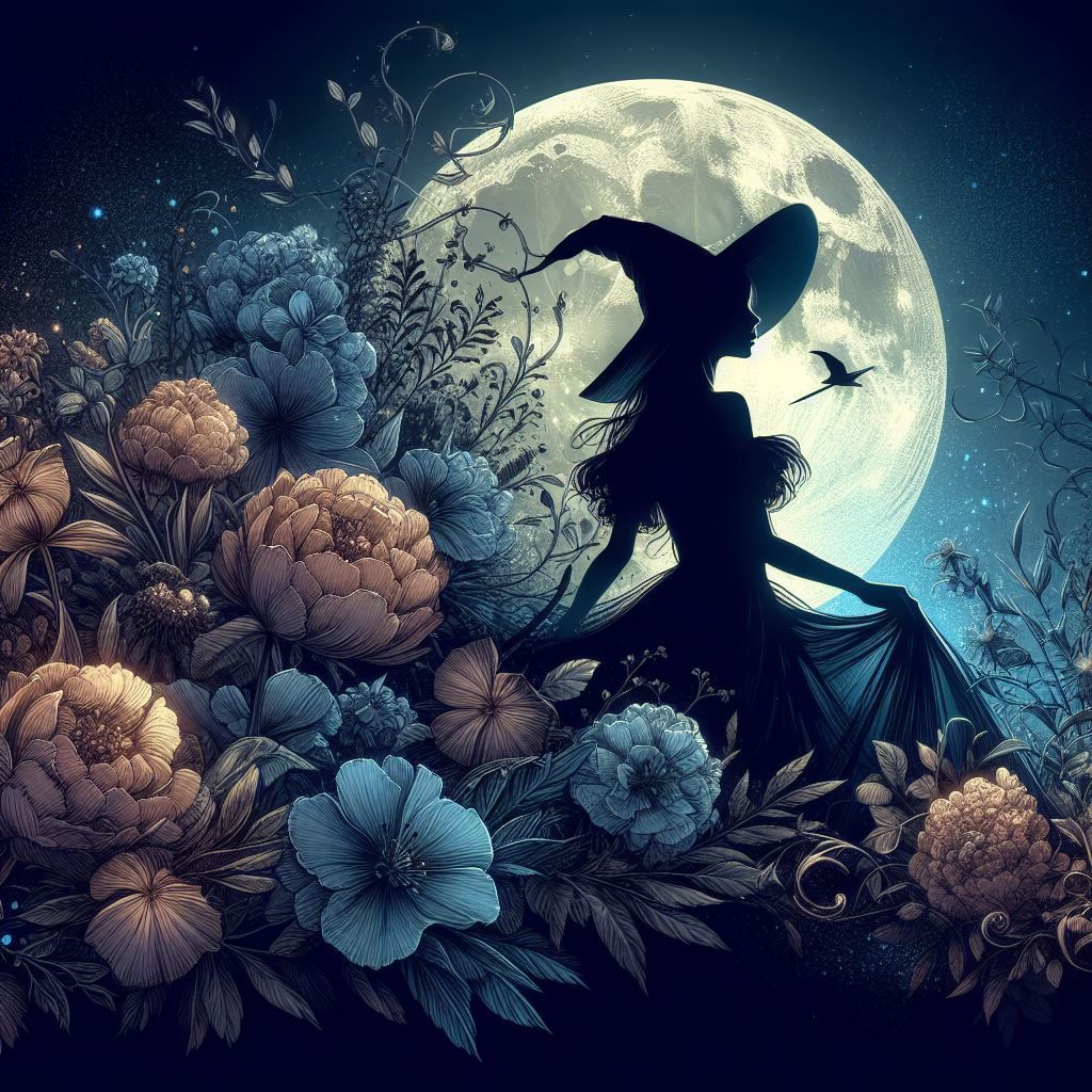 D3 Witch Silhouette in the Moon