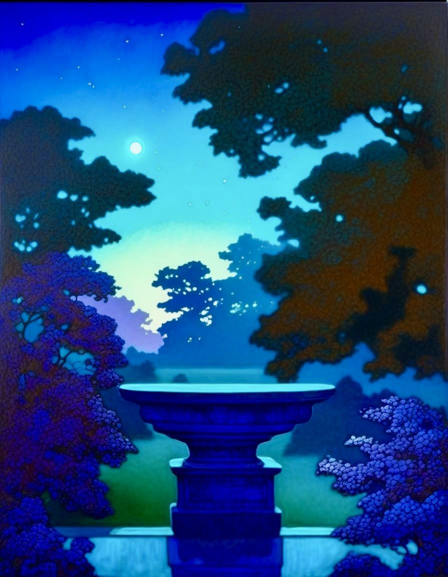 Cobalt Blue, in the style of Maxfield Parrish