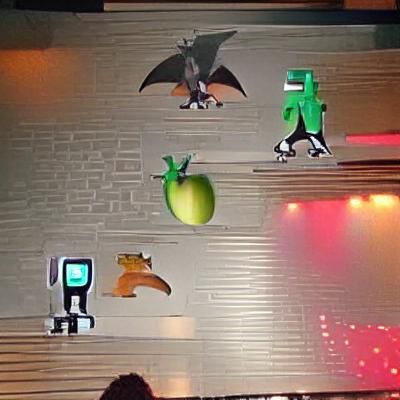 a melon a dragon a monkey a robot and a bird walk into a bar