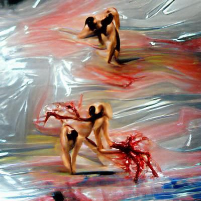 acrylic art naked figures dancing with the death