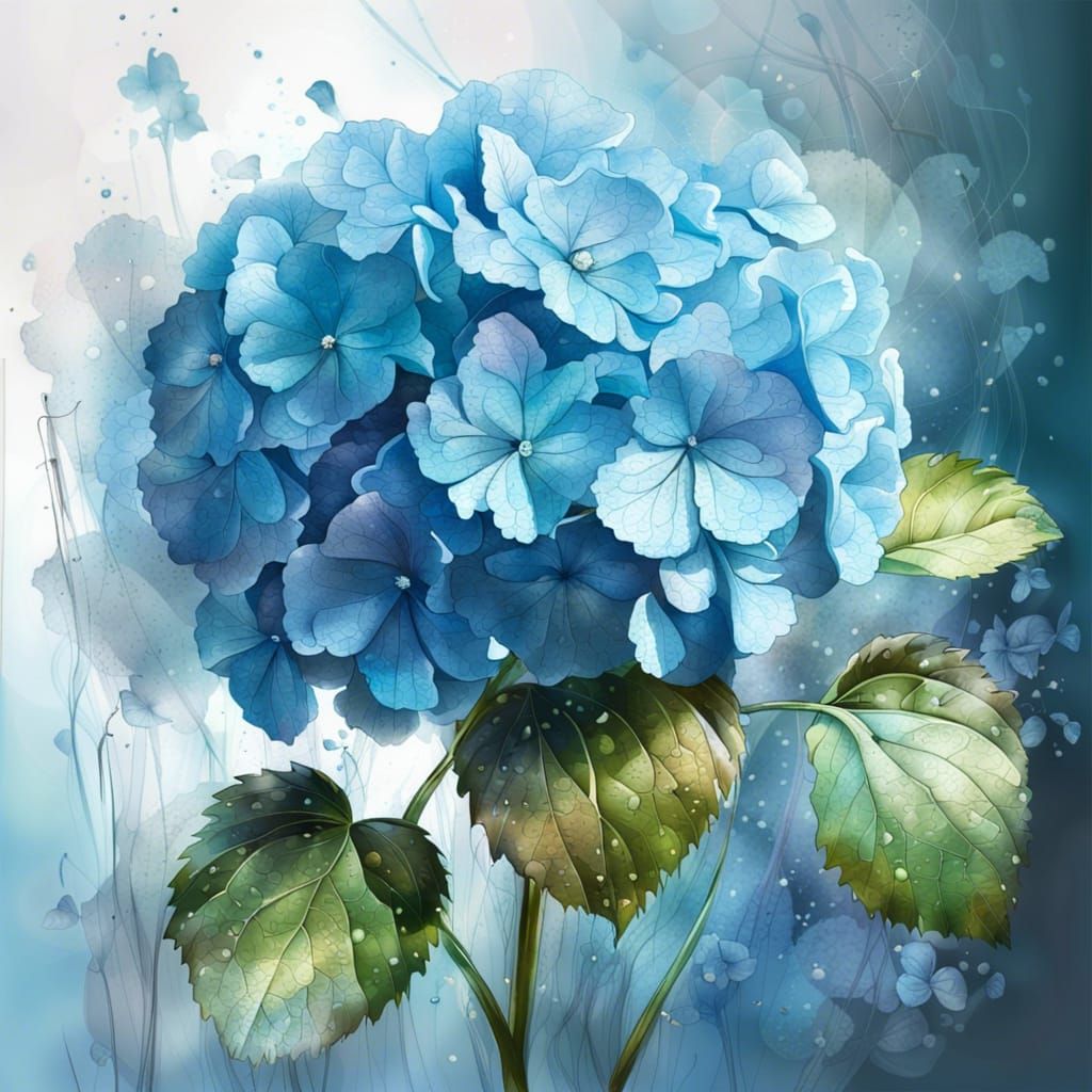 romantische Hortensie zart hellblau , zarte  Farben, transpa...