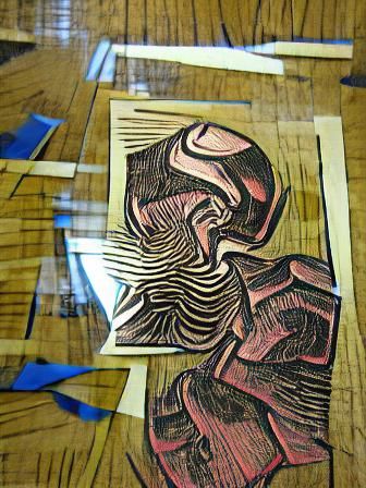 morphing perception abstract woodcut