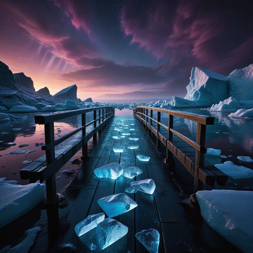 Magical Ice Bridge in Hyperrealistic Concept Art
