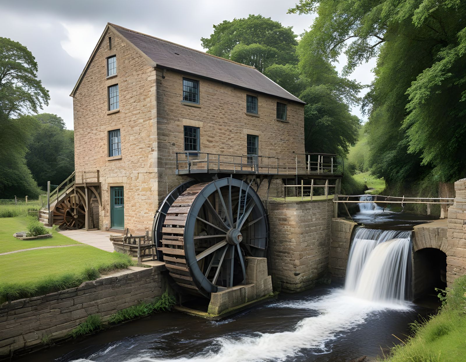 A portrait of a mill with a waterwheel in the north of England.   by @Valmont