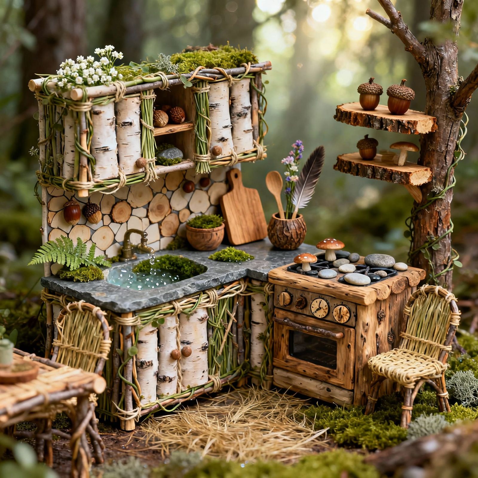 Calm forest kitchen   by @Ideal