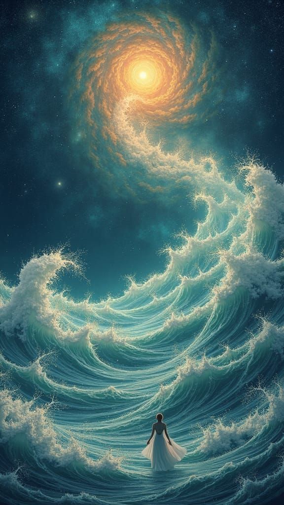 In primordial space, timeless creatures made waves.