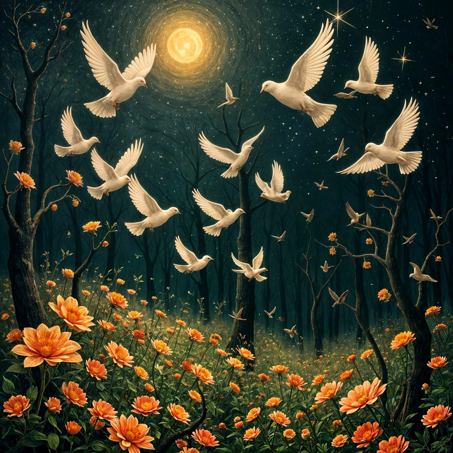 Doves in a midsummer night's dream  by @avionesplateados 