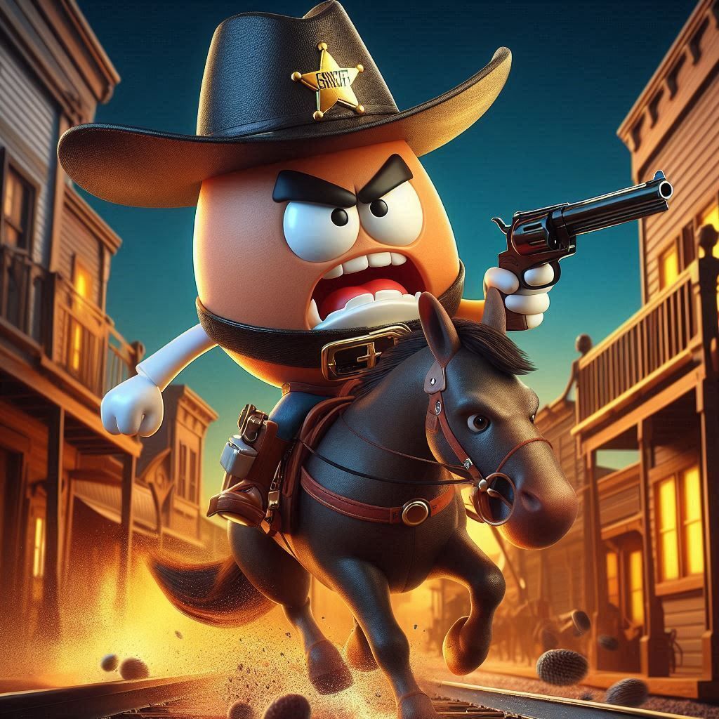 Angry cowboy sheriff egg