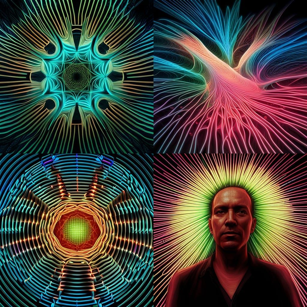 Neuro Network, complex, interconnected, abstract, digital, geometric, neon, retro-futuristic, synthwave, cyberpunk, futu...