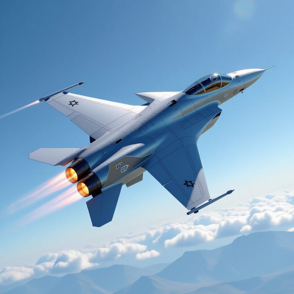 Israeli Fighter Jet Soaring in a Futuristic Style
