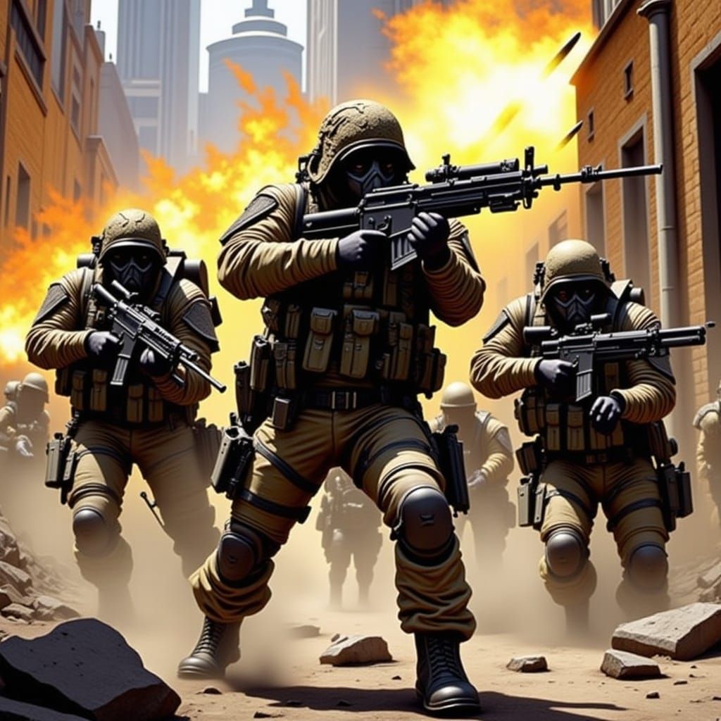  <lora:Warrior:1.0>mercenaries in combat/dynamic combat action