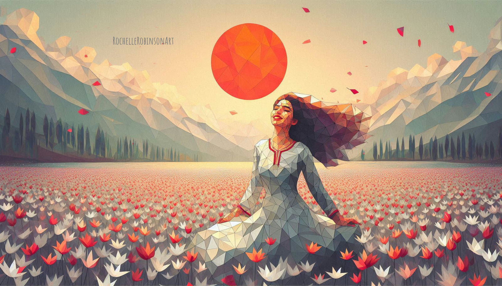 Woman In A Field of Flowers