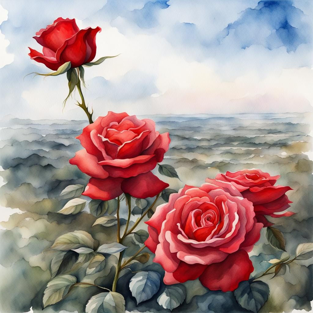 Big red roses - AI Generated Artwork - NightCafe Creator