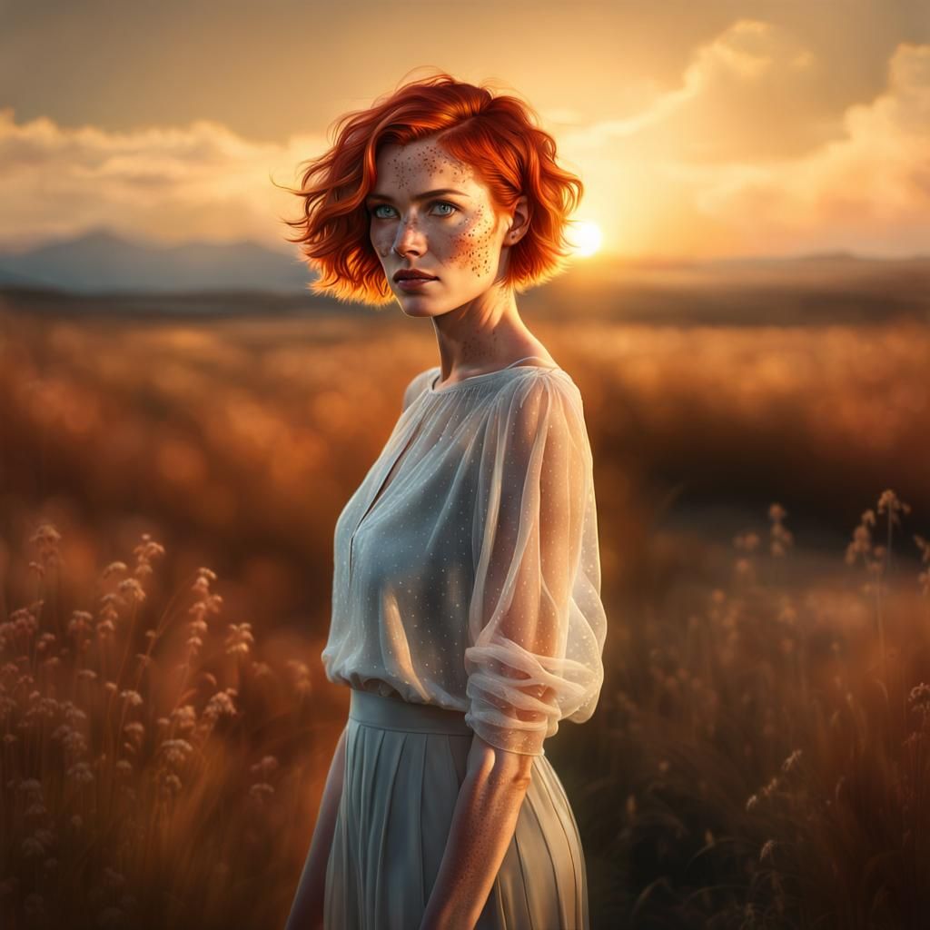 Short haired natural red haired young woman  by @Hitch