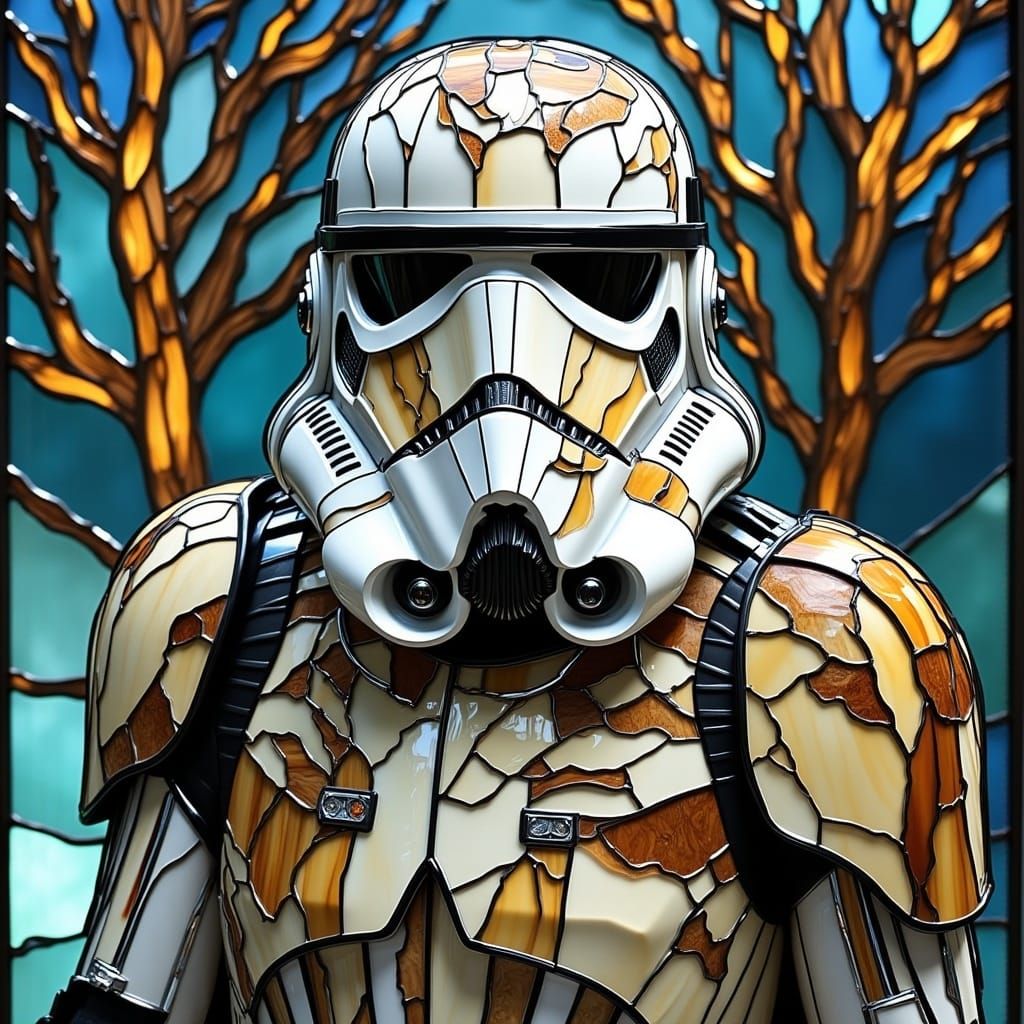  <lora:Stained Glass Flux:1.0> A stained glass stormtrooper