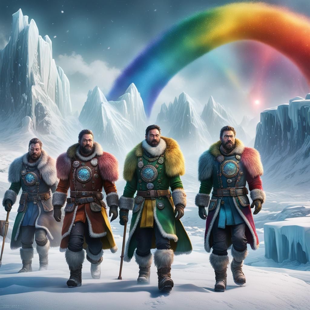 Surreal gay pride celebration on a desolate planet far away.