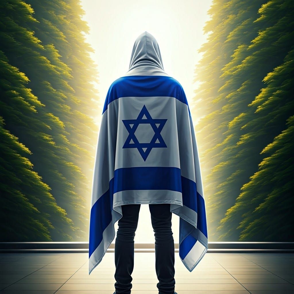 Patriotic Figure Basks in Nature's Grandeur, Embodying Israe...