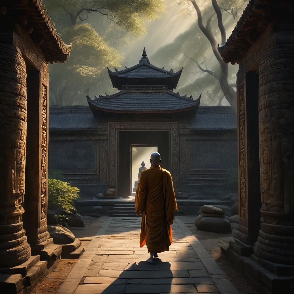 Hyperrealistic Buddhist Art: Buddha in Jetavana Grove