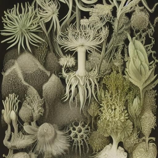 Detailed illustrations featuring various botanical subjects,...