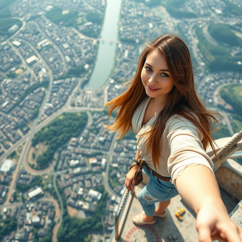 fisheye, smiling in to camera,