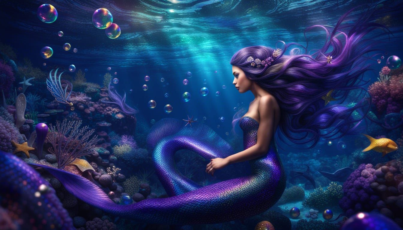 Mermaids with holographic tails ai generated artwork nightcafe creator